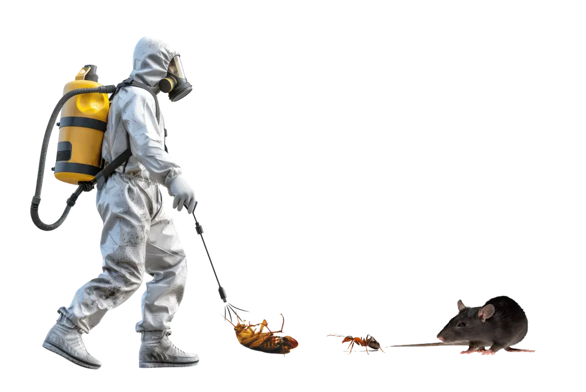 Equipo profesional aplicando control de plagas